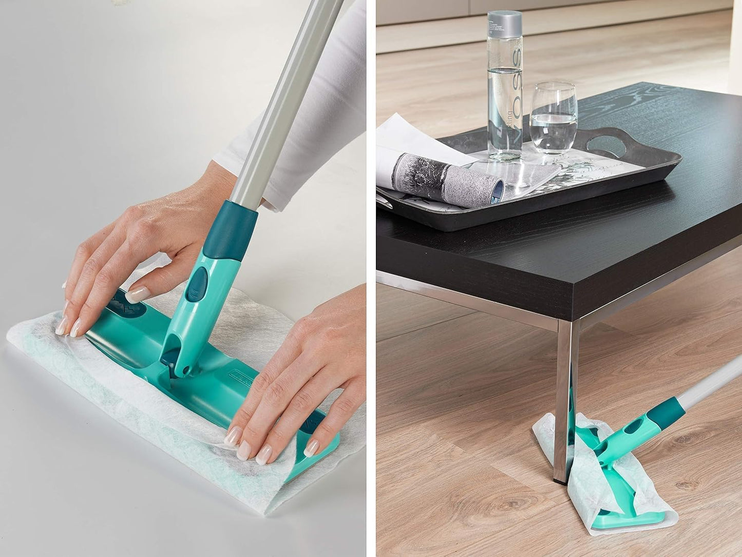 Bodenwischer Clean and Away mit 360° Drehgelenk und 5 Staubtüchern, Set Bodenwischer inkl. Stahlstiel