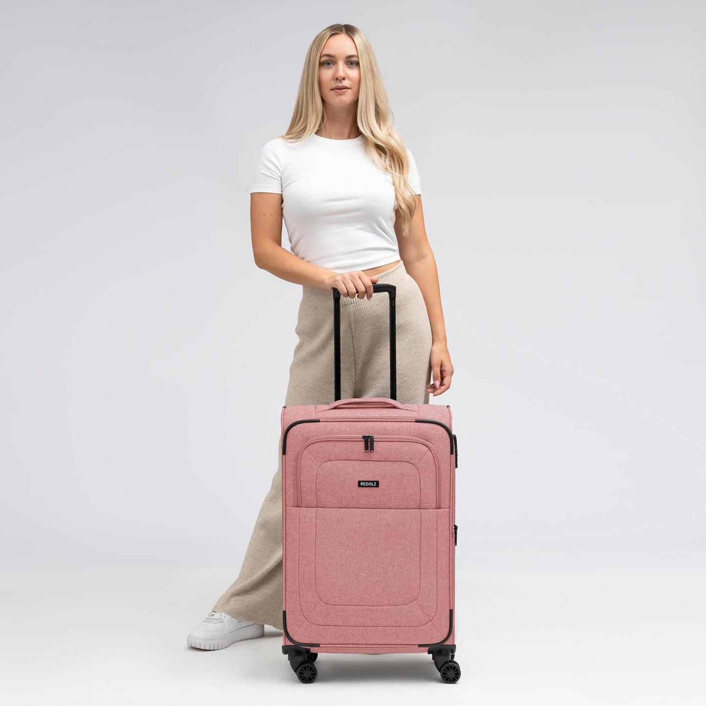 Essentials 12 THREE SET 4-Rollen Kofferset 3-tlg. mit Dehnfalte, Kofferset (3-teilig) 4-Rad erweiterbar Rose
