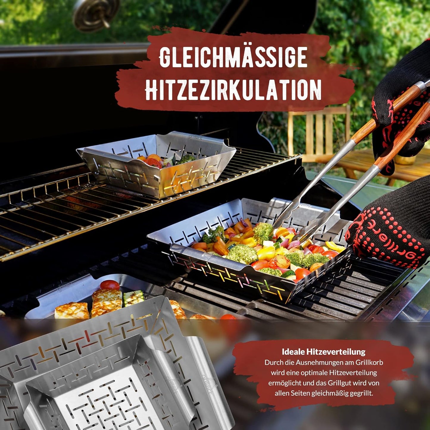 Premium Grillkorb Set, Grillkorb + XL Grillkorb