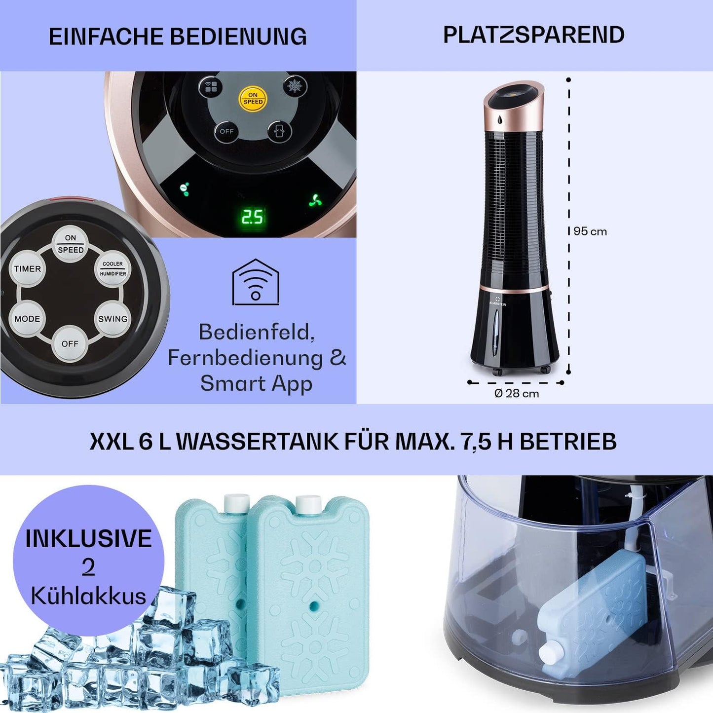4-in-1 Klimaanlage - Skyscraper Ice Smart, Schwarz-rosegold Skyscraper Ice Smart