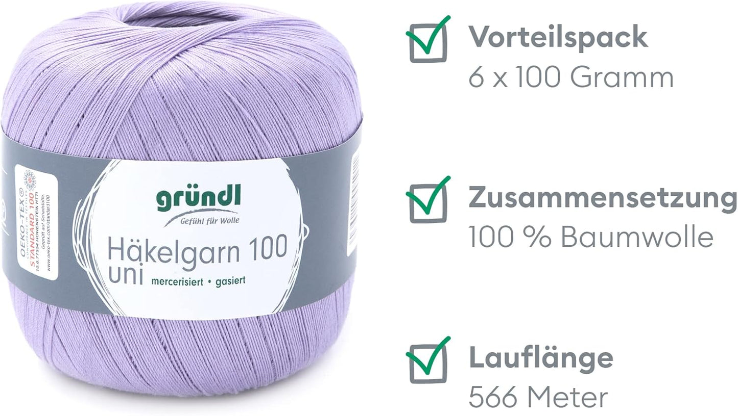 6-teiliges Häkelgarn-Set, Flieder