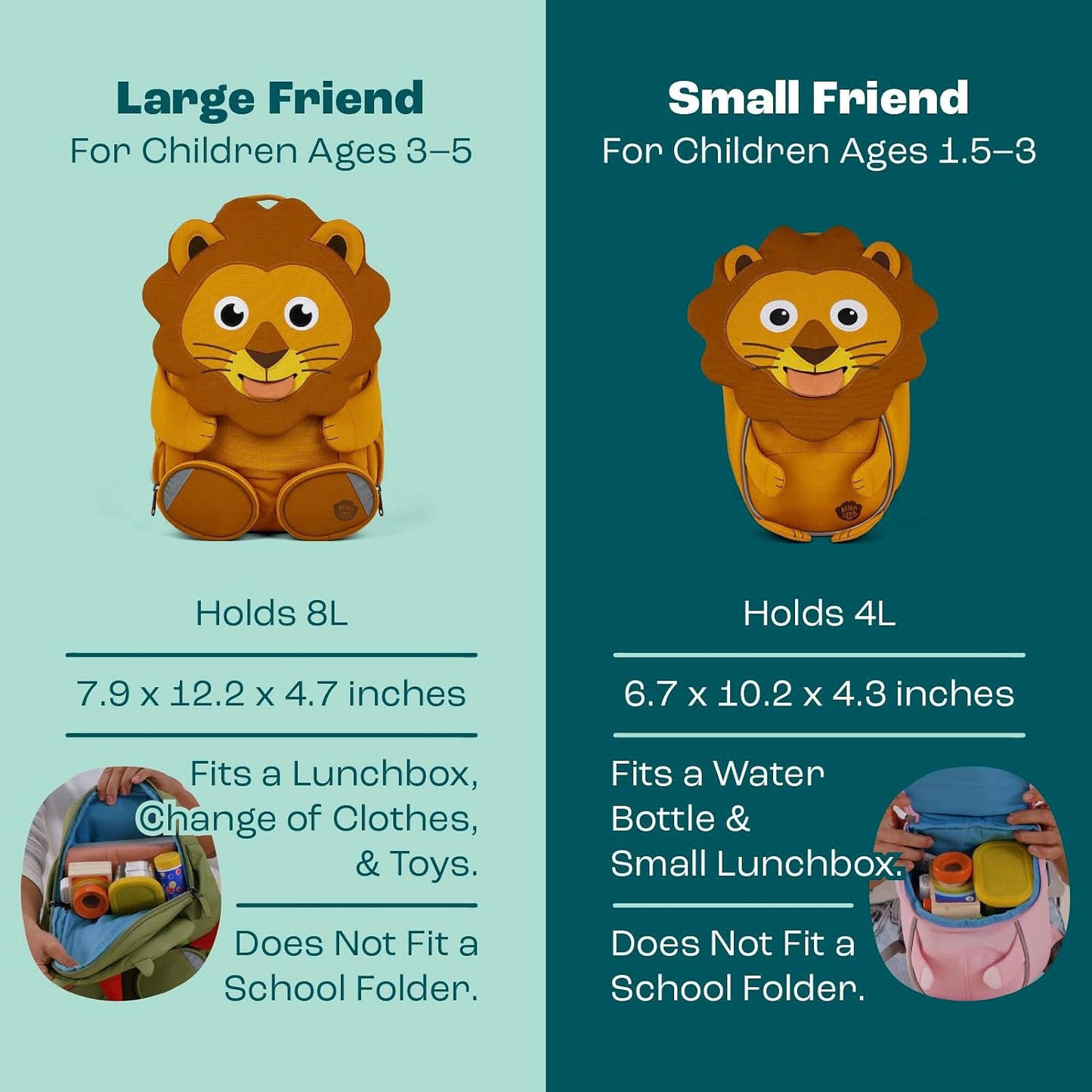 Kindergartenrucksack Grosser Freund, 8 L Löwe - Gelb