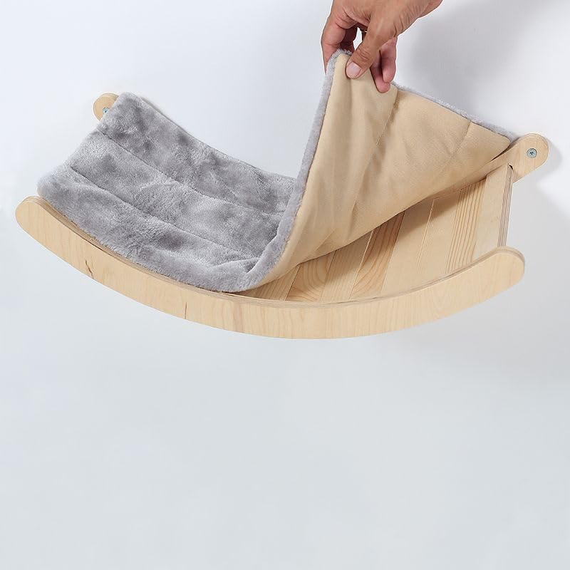 Hängematte für Wandmontage mit waschbarem Kissen, Grau