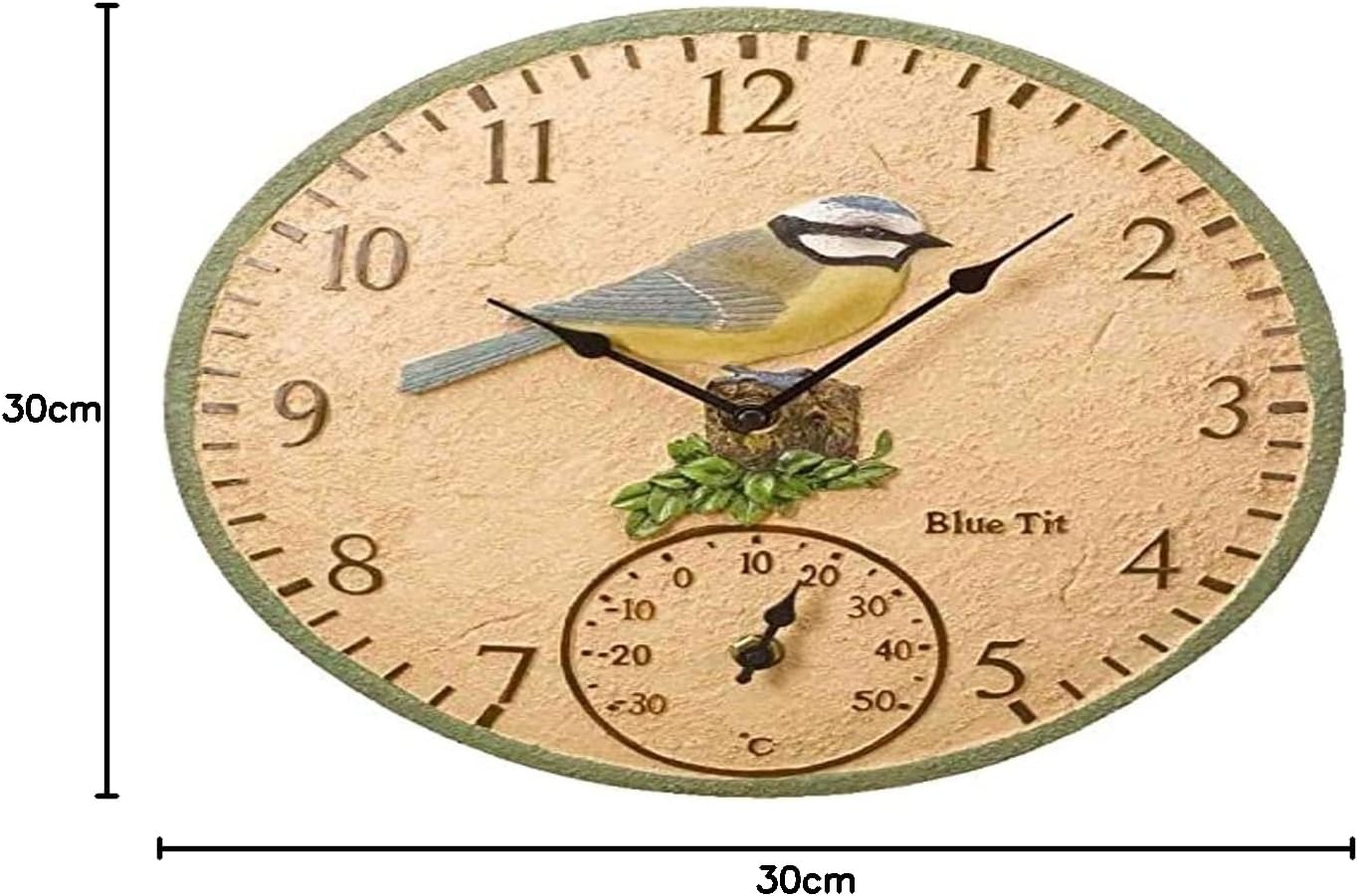 Wanduhr Blue Tit mit Temperaturanzeige