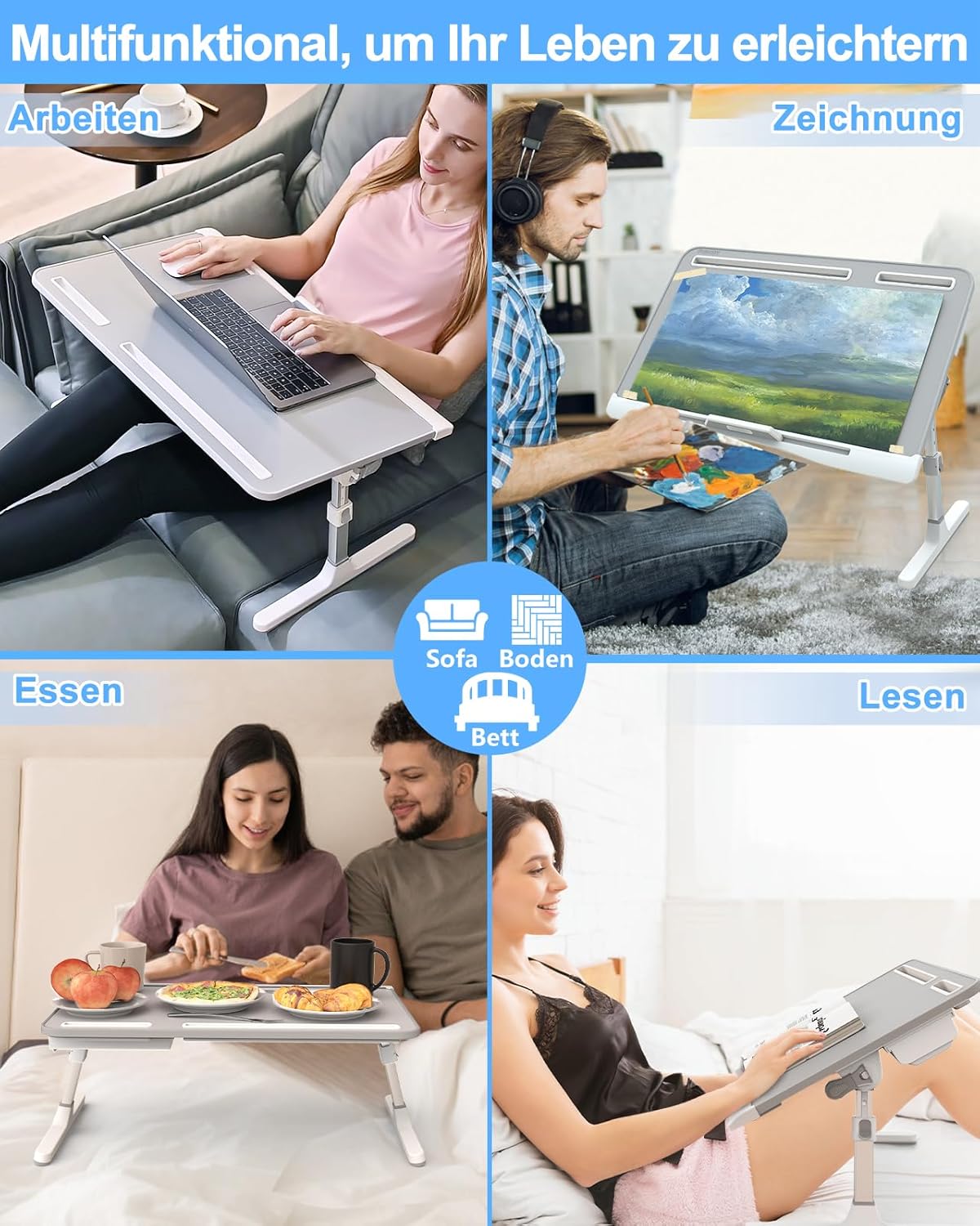 Verstellbarer Laptoptisch, Grau