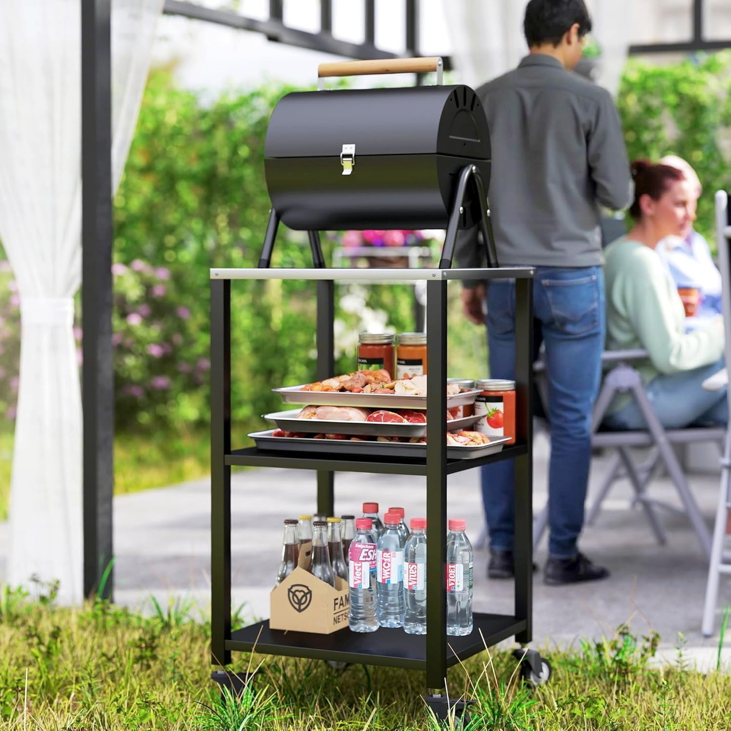 3-Etagen Grillwagen mit Arbeitsfläche
