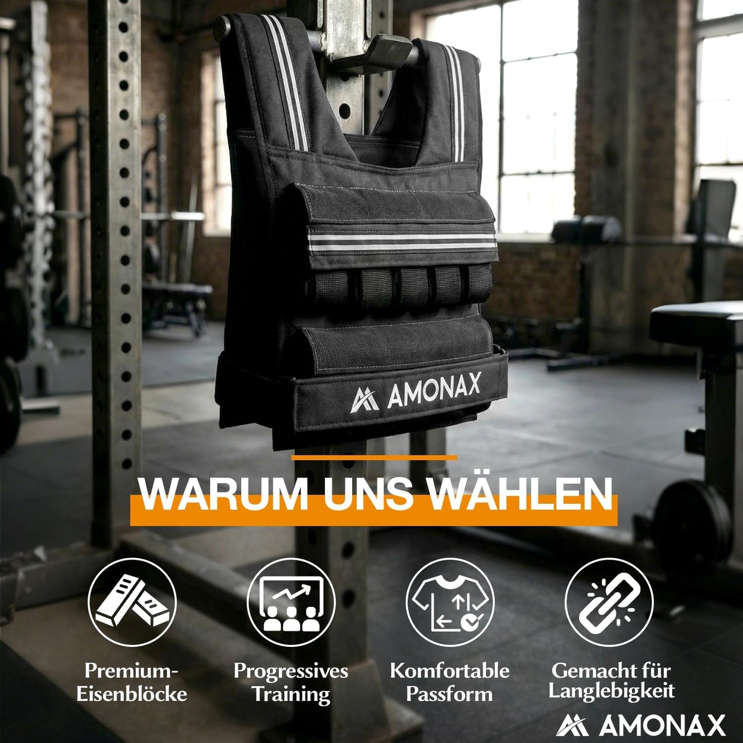 Verstellbare Gewichtsweste mit Reflektoren, 20kg, Schwarz - 20kg