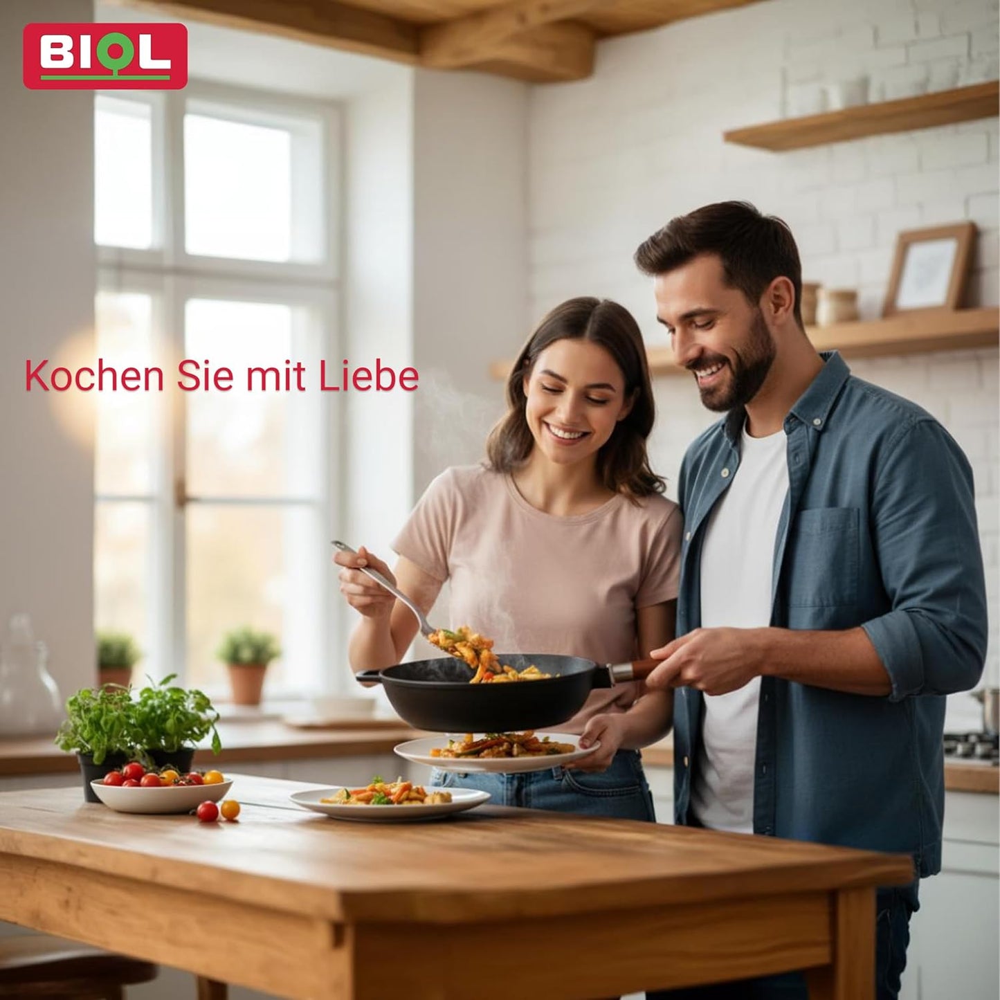 Tiefe Gusseisenpfanne mit abnehmbarem Griff (24 cm), 24