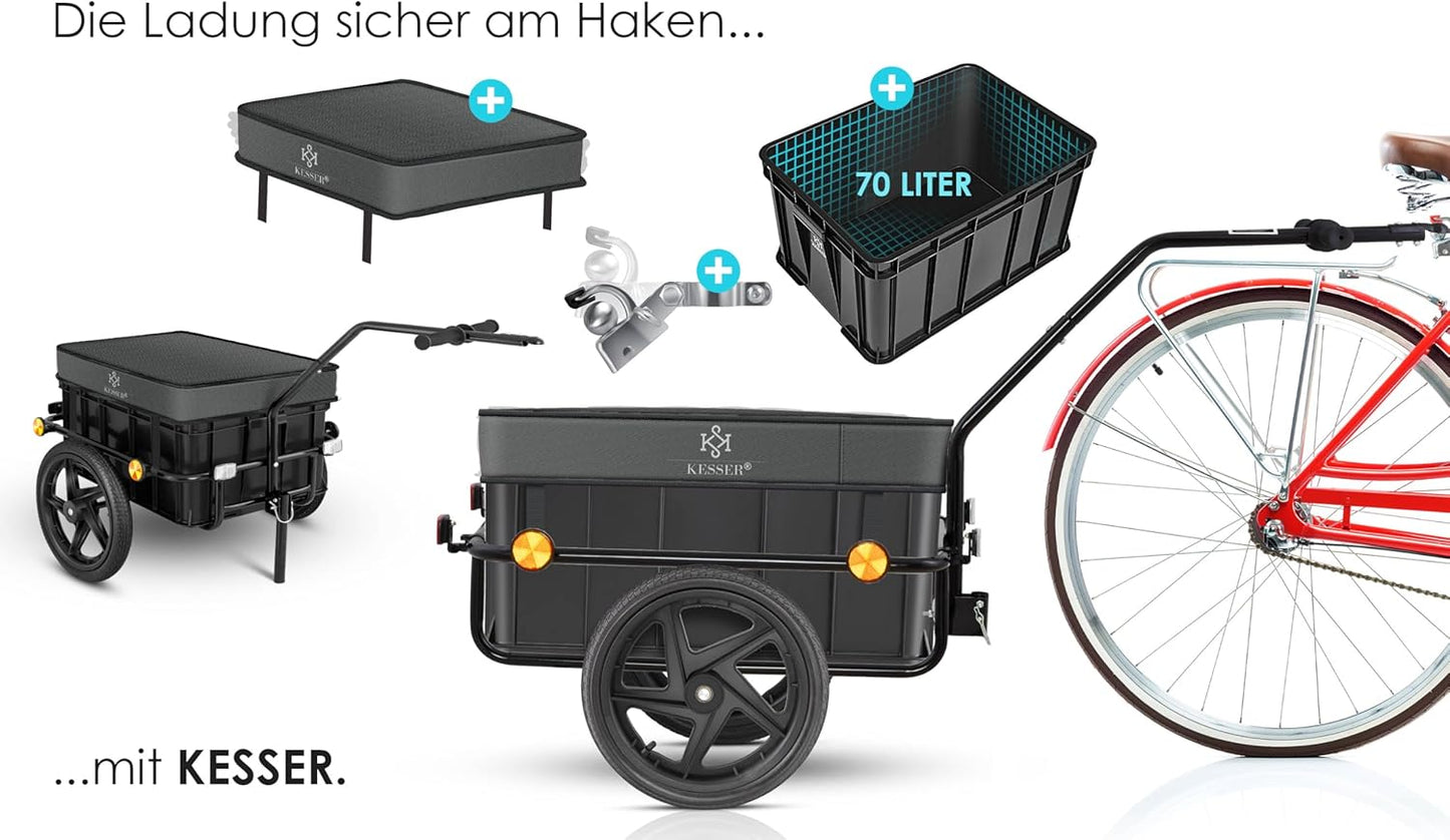 2-in-1 Fahrradanhänger und Handwagen mit Transportbox, Anthrazit