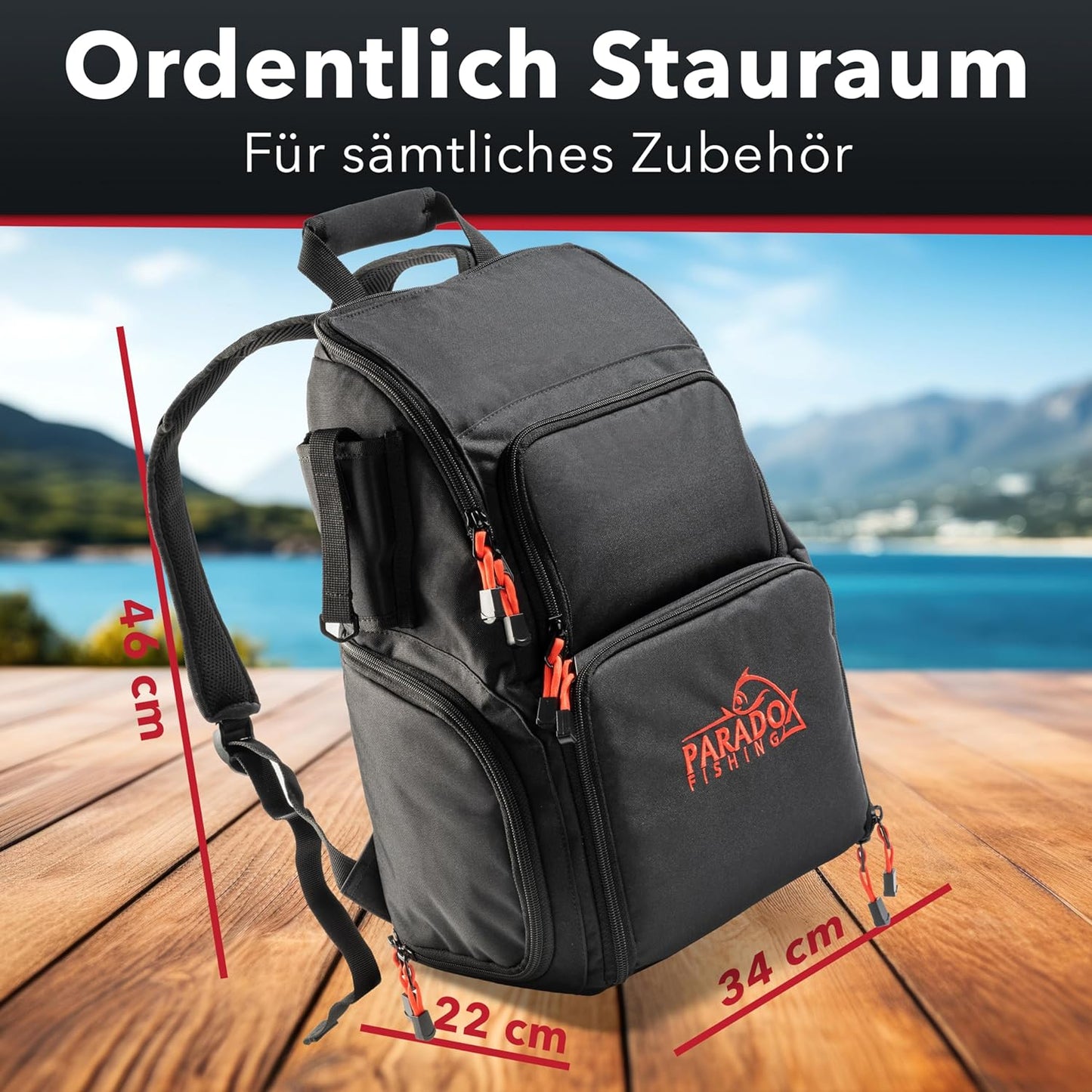 Angelrucksack mit Boxen
