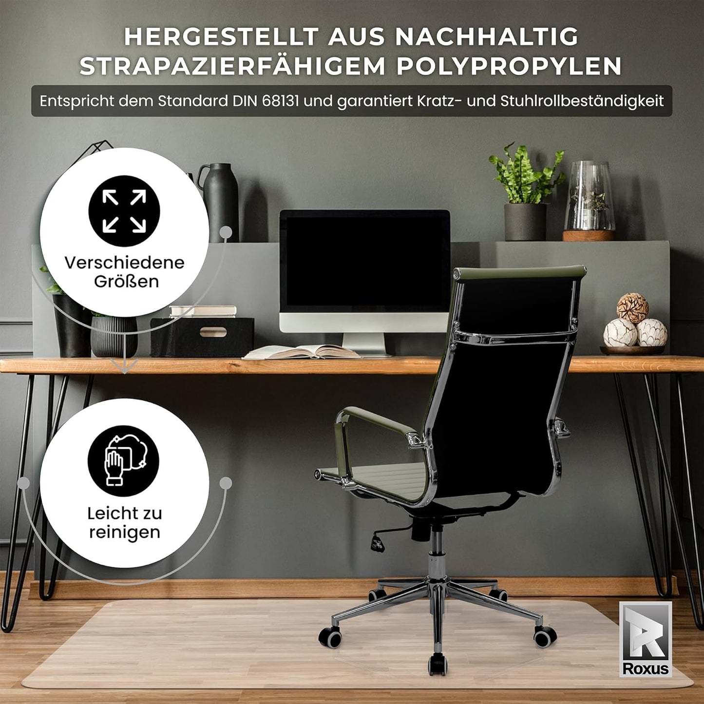 Hartboden Bodenschutzmatte für Bürostuhl, 90 x 120 cm