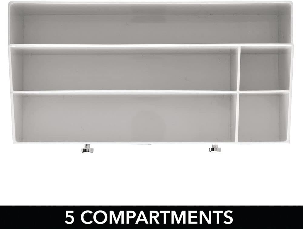 Kosmetik Organizer mit 5 Fächern und 2 Schubladen, Hellgrau/Durchsichtig