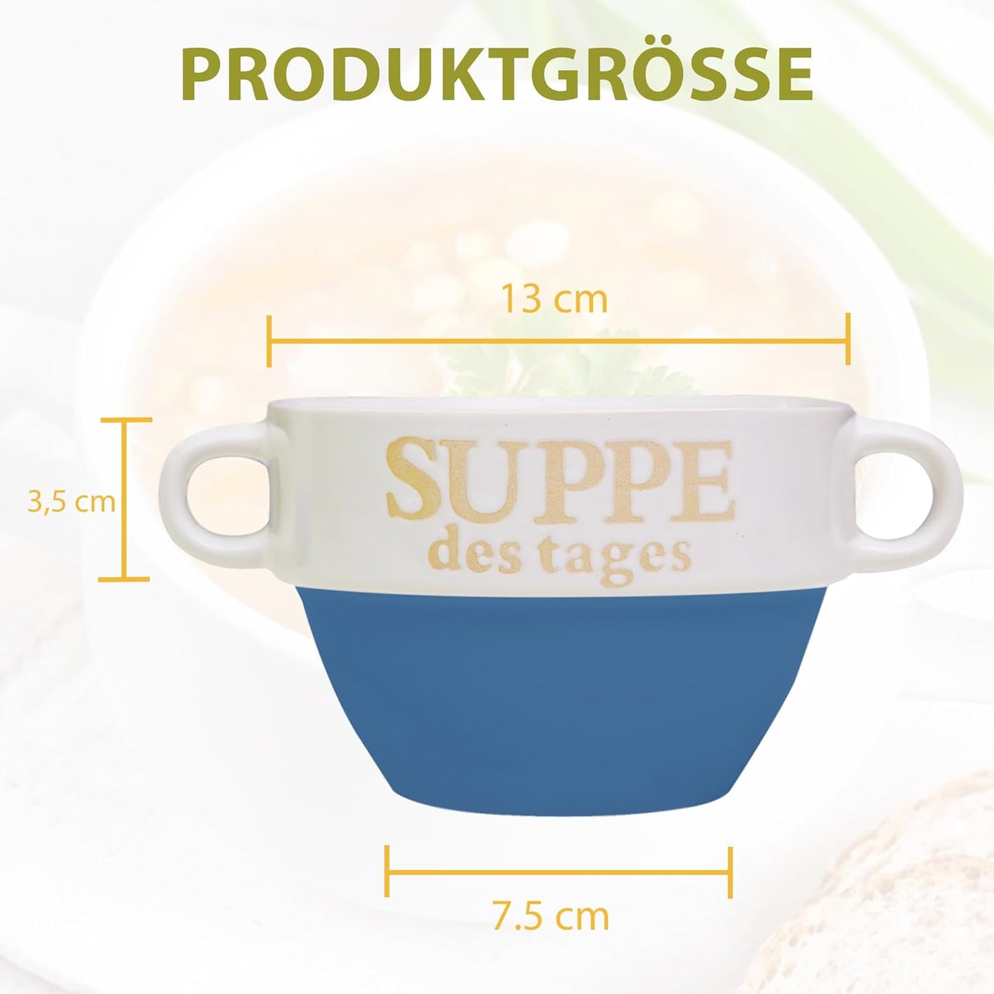 4-teiliges Suppenschalen-Set Suppe des Tages, 4 Stück Blau