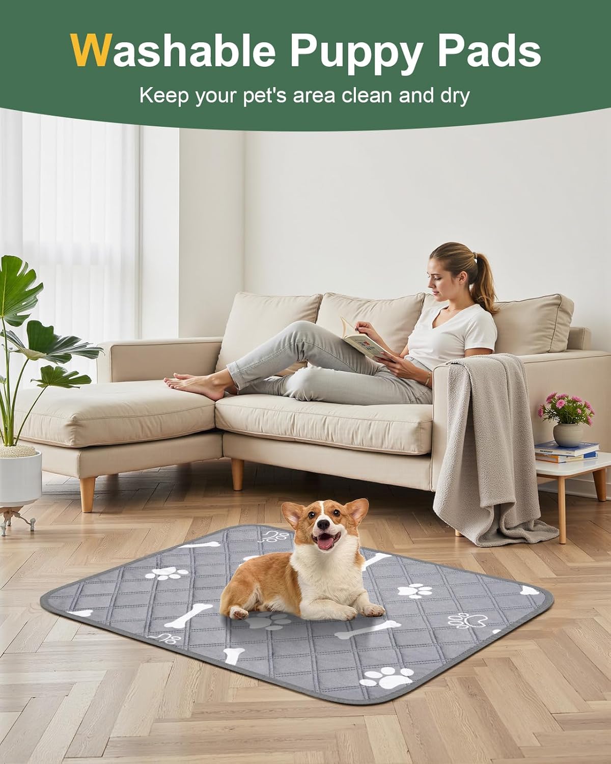 Waschbare Hundetrainingspads, 2er-Set, 120x90 cm, 120×90 2Stk