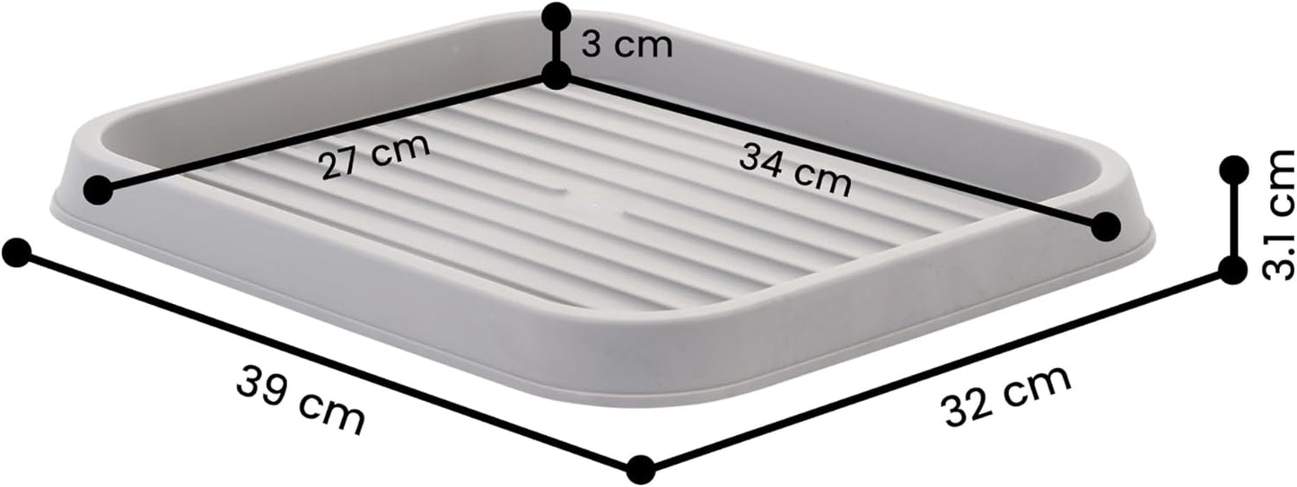 Abtropfgestell-Tablett-Set (3-teilig, BPA-frei), Grau Klein 3er-Set
