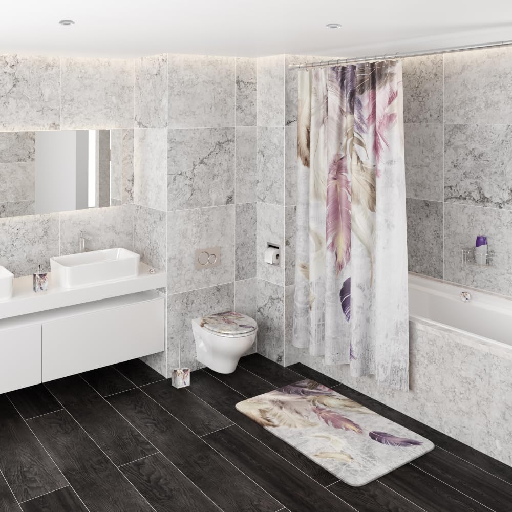 Rutschfeste Badematte für Dusche & Badewanne (53x53 cm), Federn