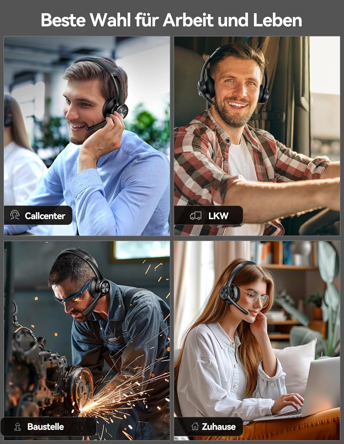 Bluetooth Headset mit Mikrofon & USB Dongle, TK-HS022, Schwarz Kabellose binaurale mit Dongle