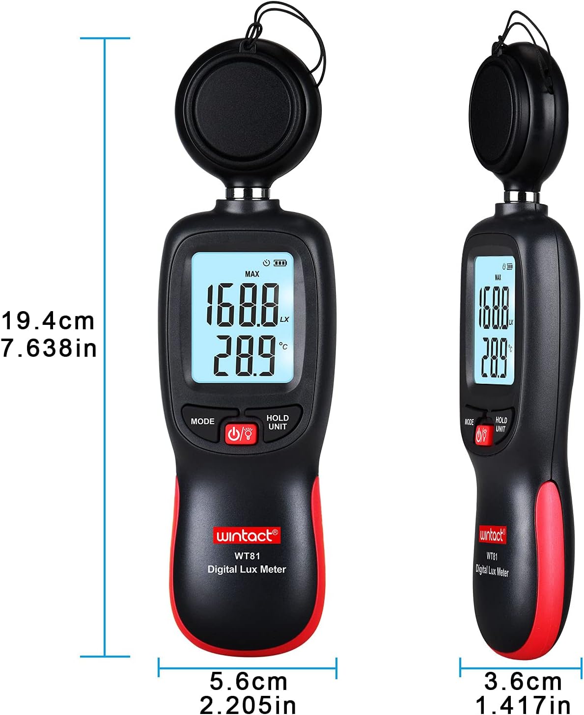 Digitales Luxmeter mit Thermometer