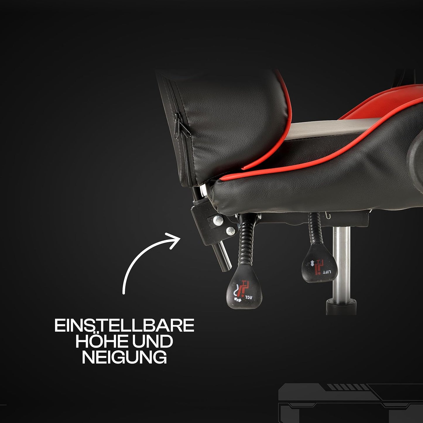 Ergonomischer Gaming-Stuhl HNR551 mit verstellbarer Rückenlehne, Rot