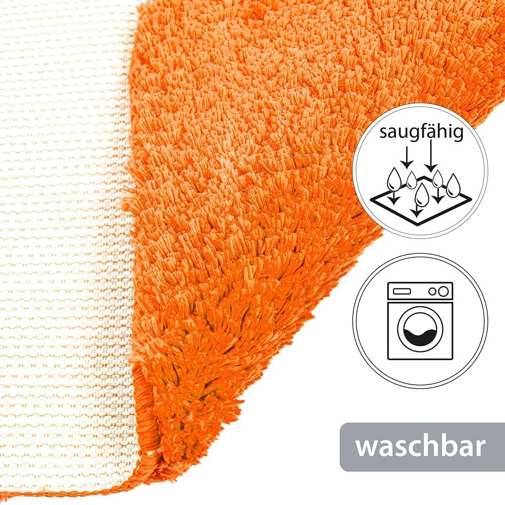 Duschvorleger mit Eckausschnitt, 50x100x100 cm, Eckbadematte 50 x 100 x 100 cm Orange
