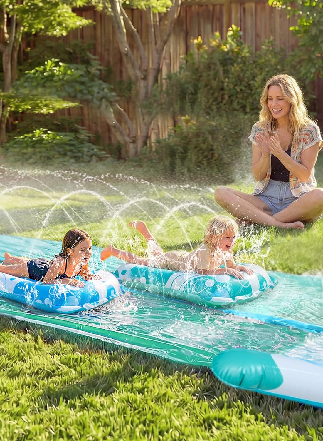 Wasserrutsche mit Bodyboards und Sprinkler, 685,8 cm Blau, Hellblau