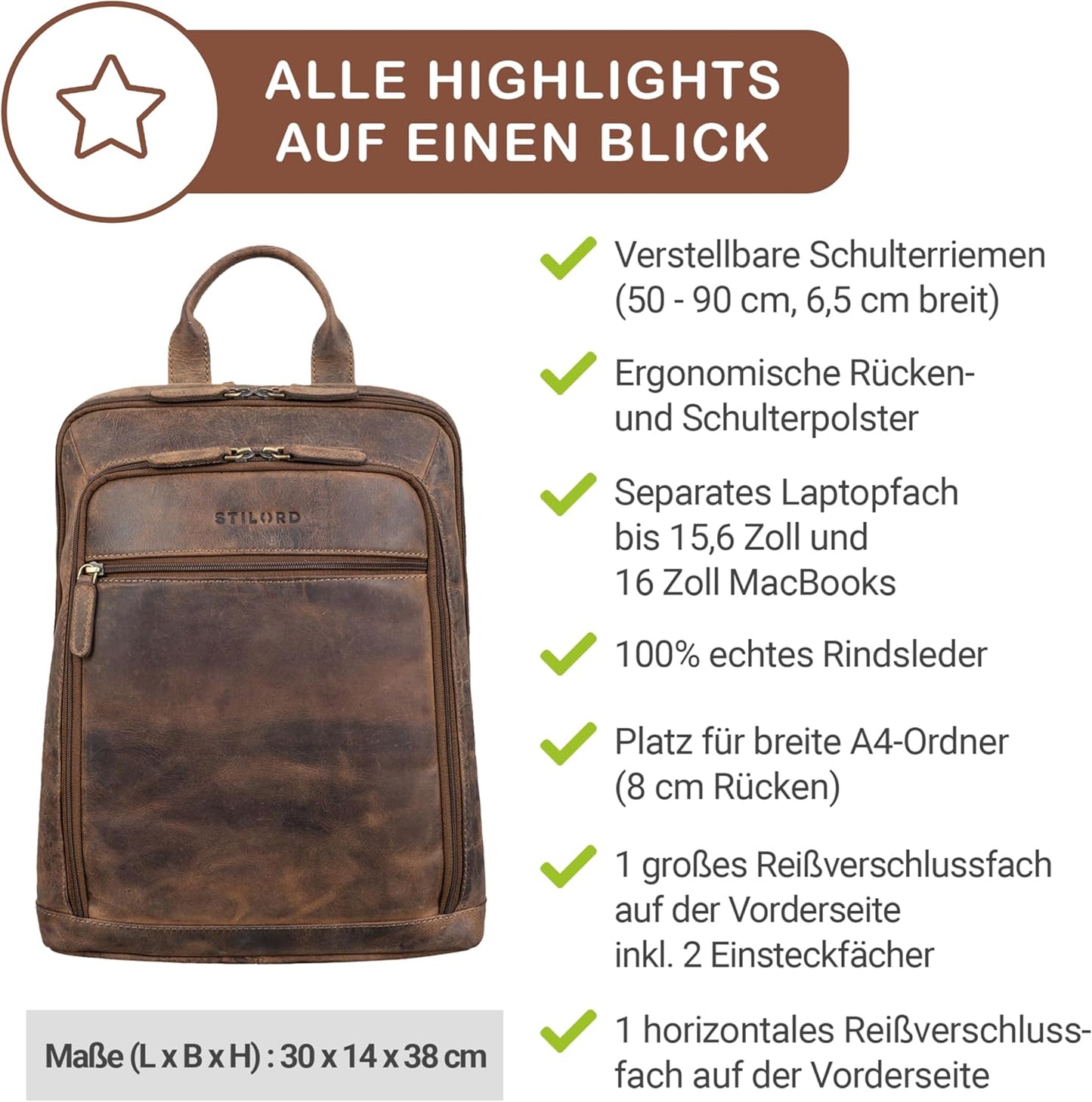 Laptoprucksack, Calais - Braun