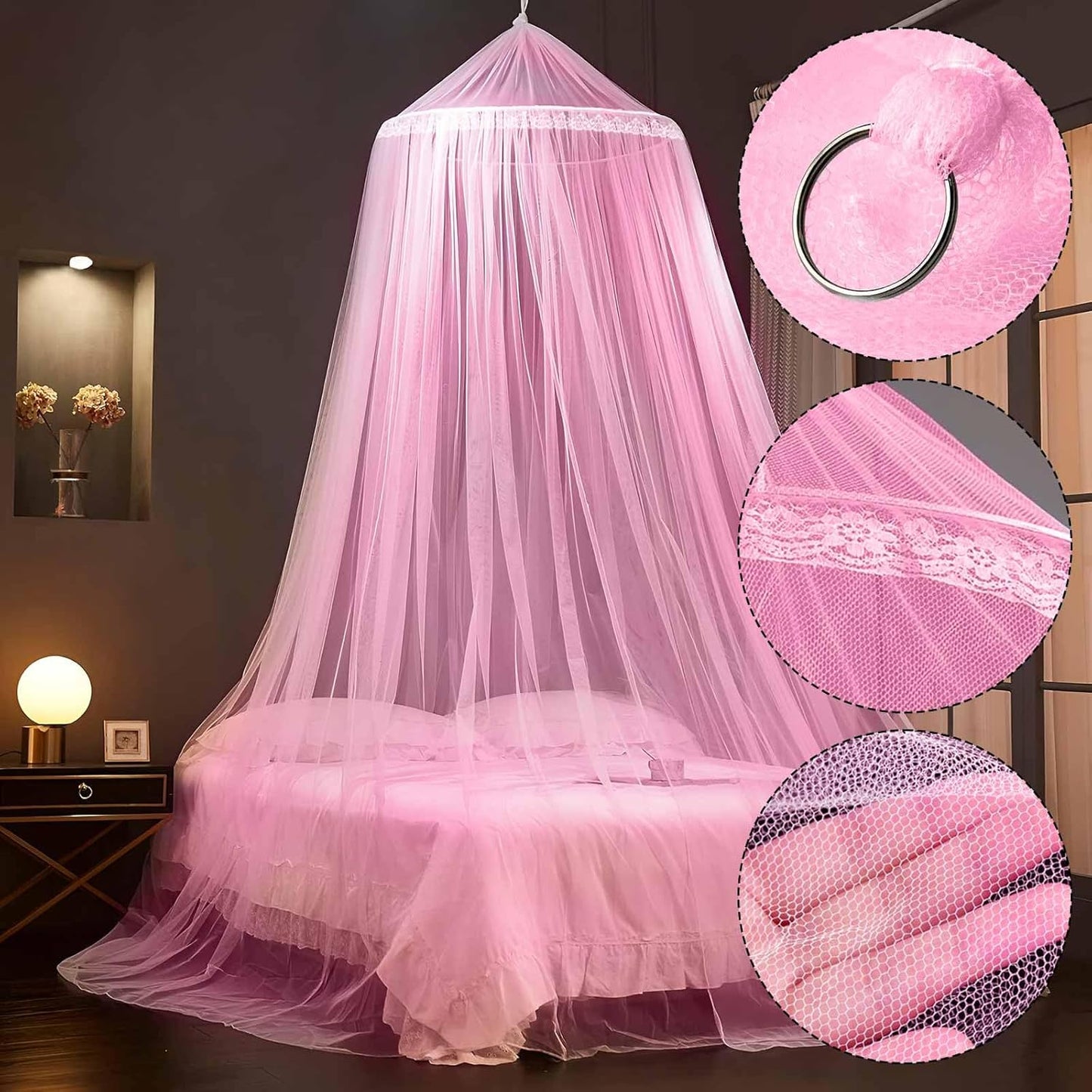 Moskitonetz für Bett, Rosa