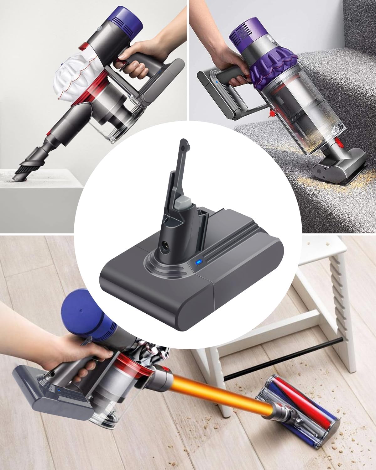 Ersatzakku für Dyson V7 Staubsauger, Dark Gray