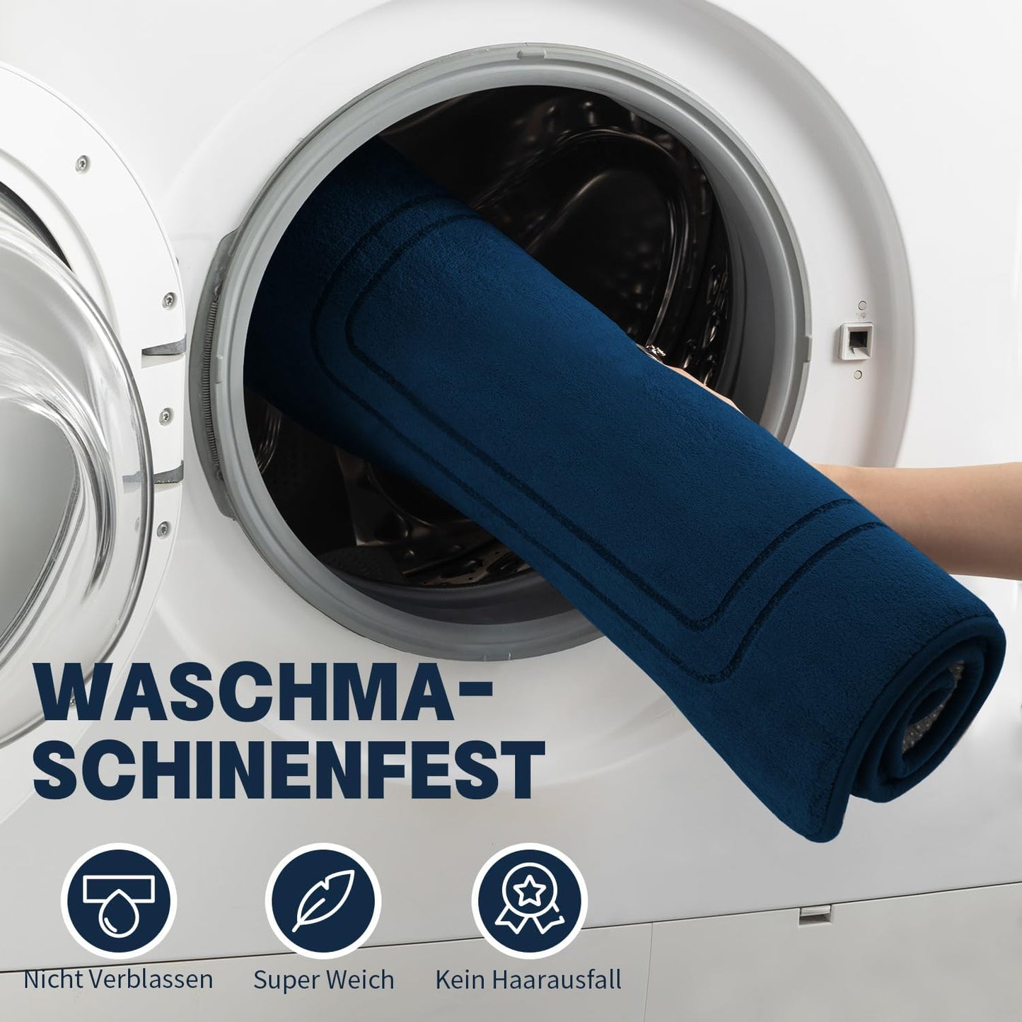 5-teiliges Badezimmerteppich-Set, rutschfest, waschbar, Multi-Size (5 Pieces) Navy Blau