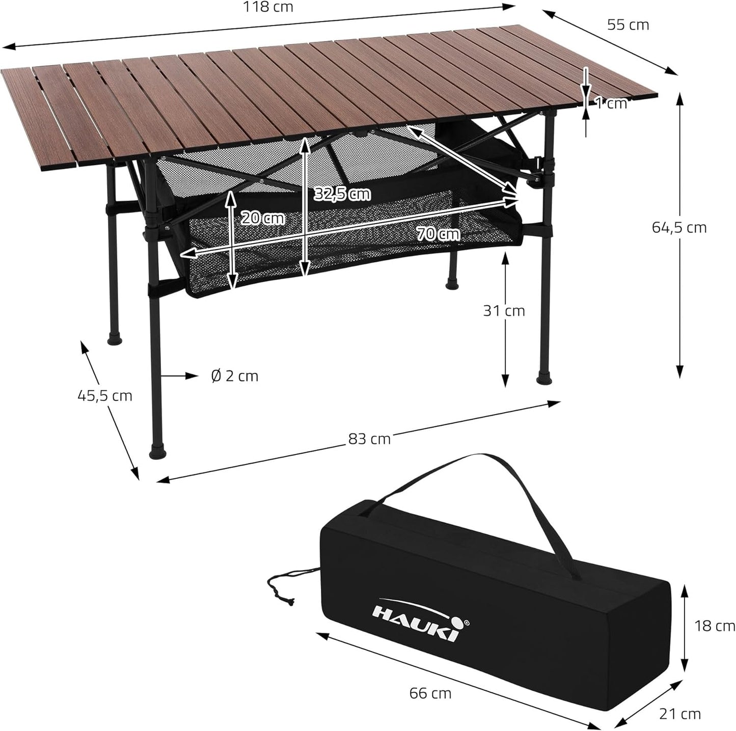3-teiliges Campingmöbel-Set faltbar, mit Tragetasche, Campingtisch Braun 2x Campingstuhl Khaki