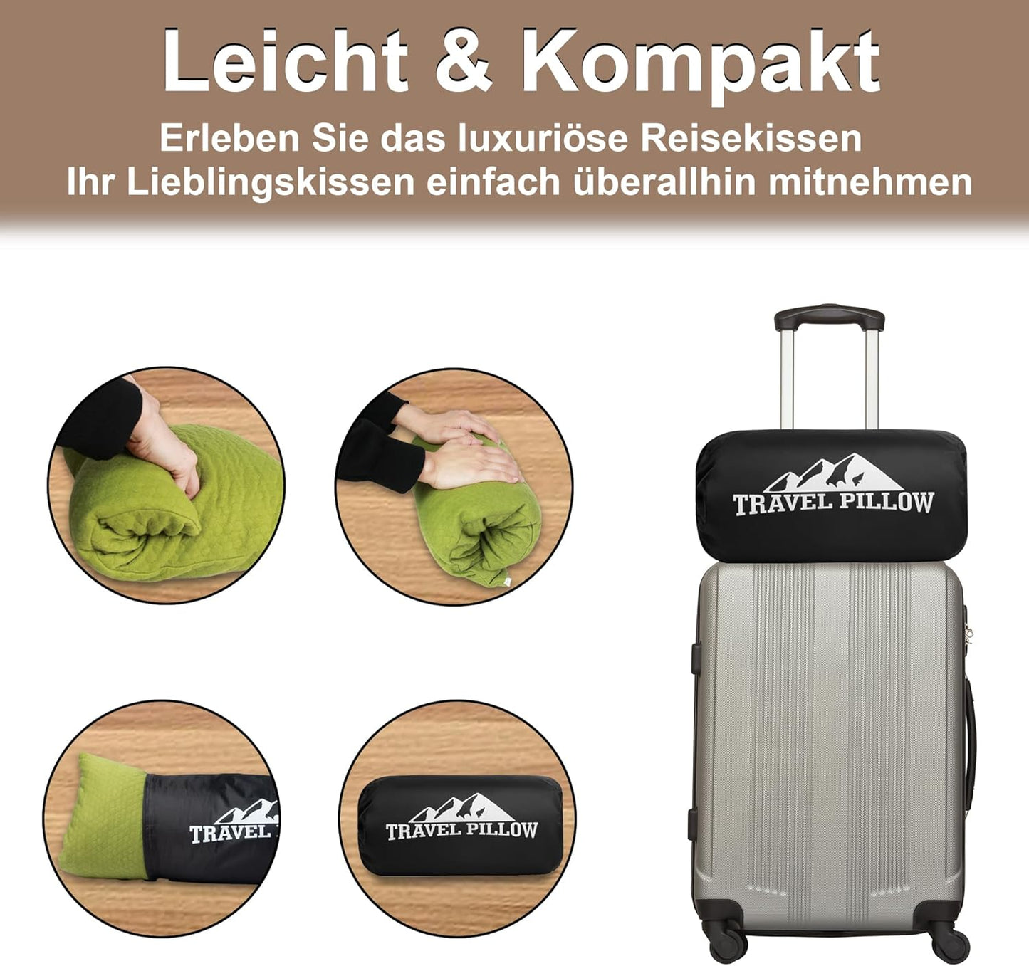 Reisekissen mit Packsack, Avocado-grün Small