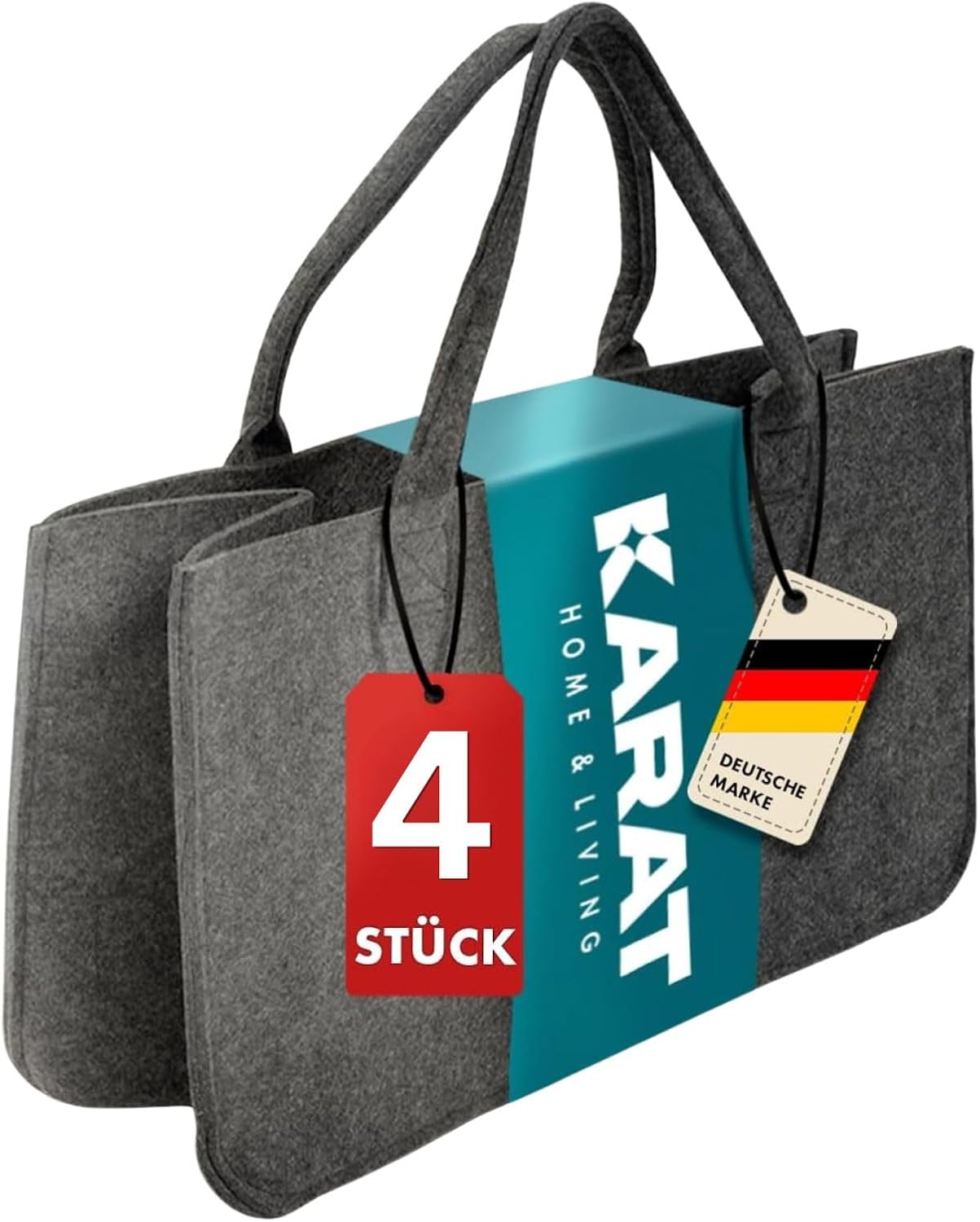 4er-Set Filzkorb mit Griffen, Conny, 1