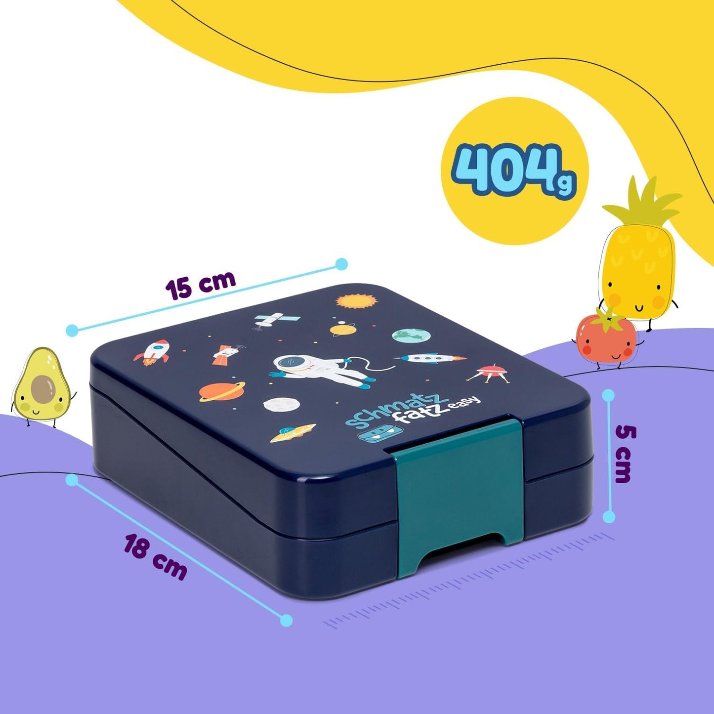 Brotdose für Kinder, Marineblau Space Neo