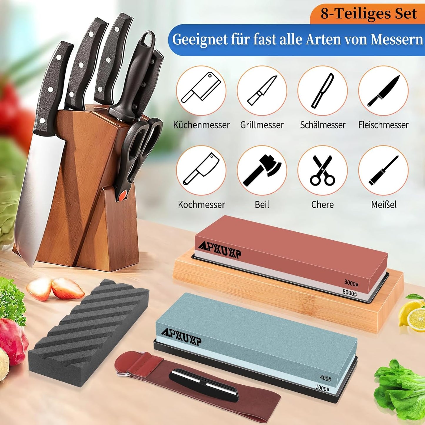Professionelles Schleifstein-Set, 8 in 1