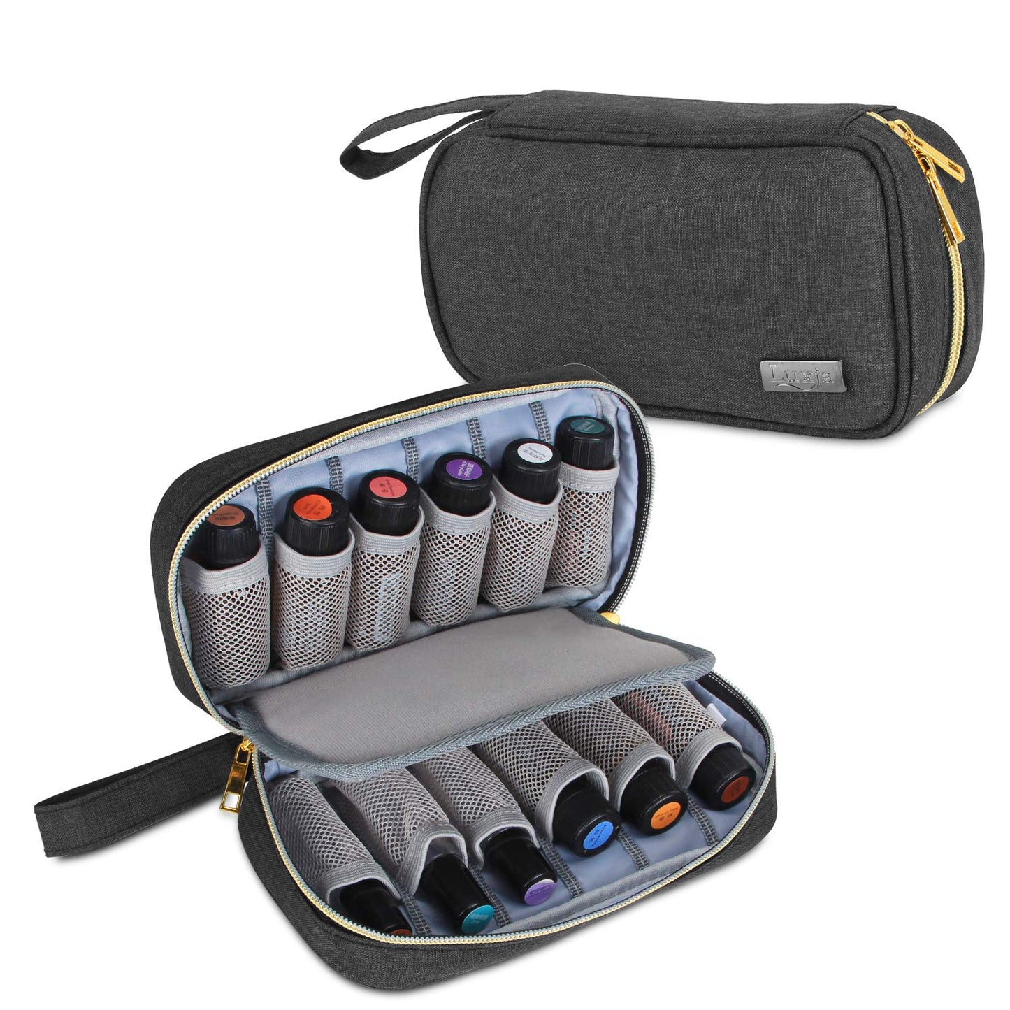Aufbewahrungstasche für 12 ätherische Öle, 11.4x21.5x6 cm (1er Pack) Schwarz