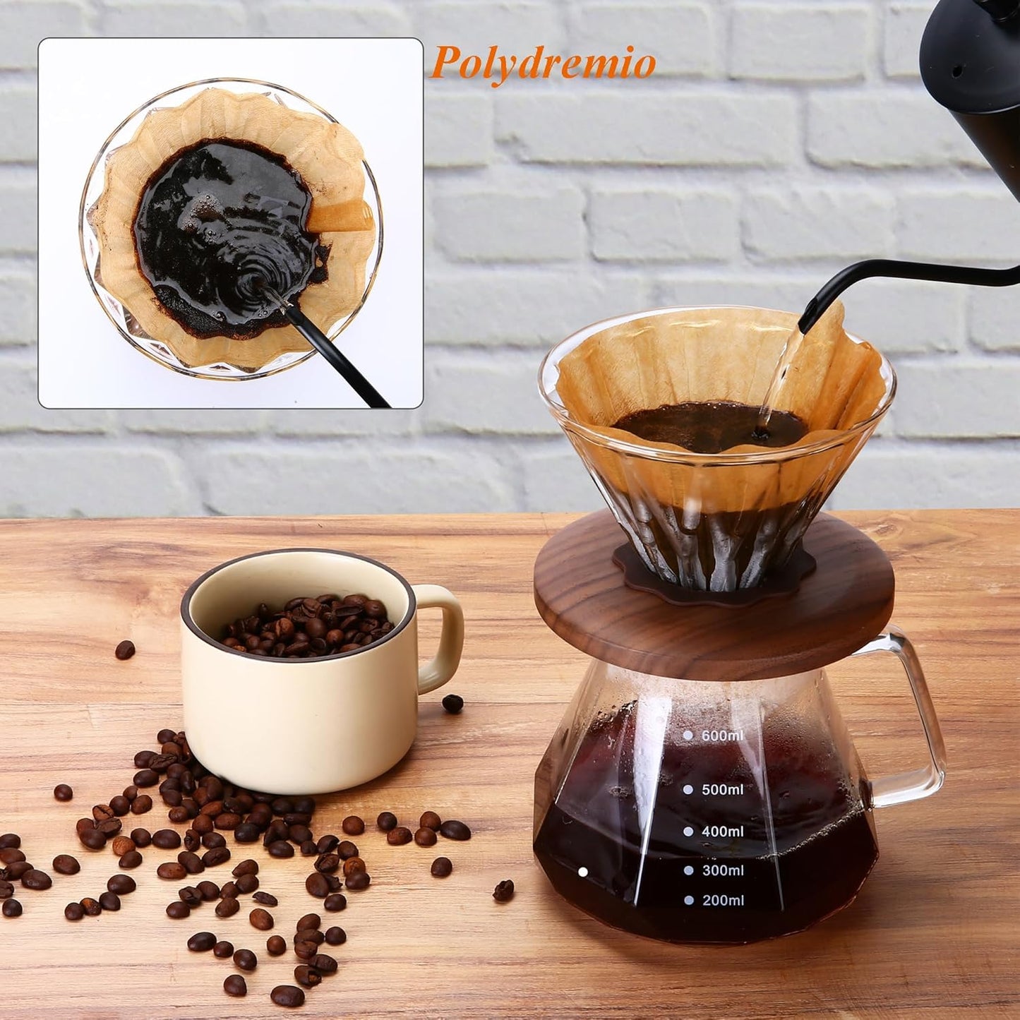 Kaffeetropfer mit 100 Papierfiltern Size 02, Dripper(transparent)