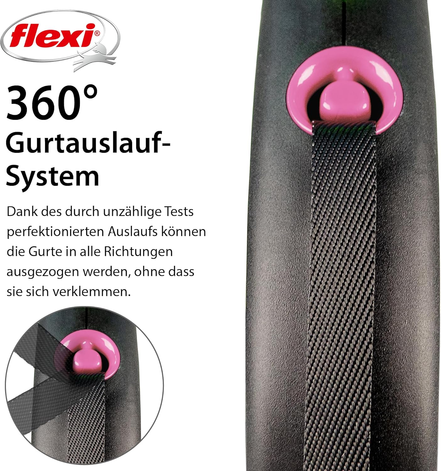 Rollleine Black Design, S: 5m (max. 15kg) pink