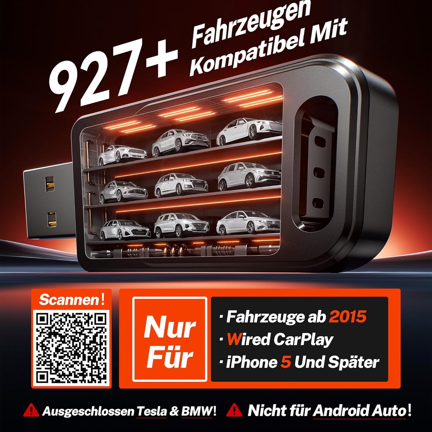 Apple Carplay-Adapter, Mattschwarz