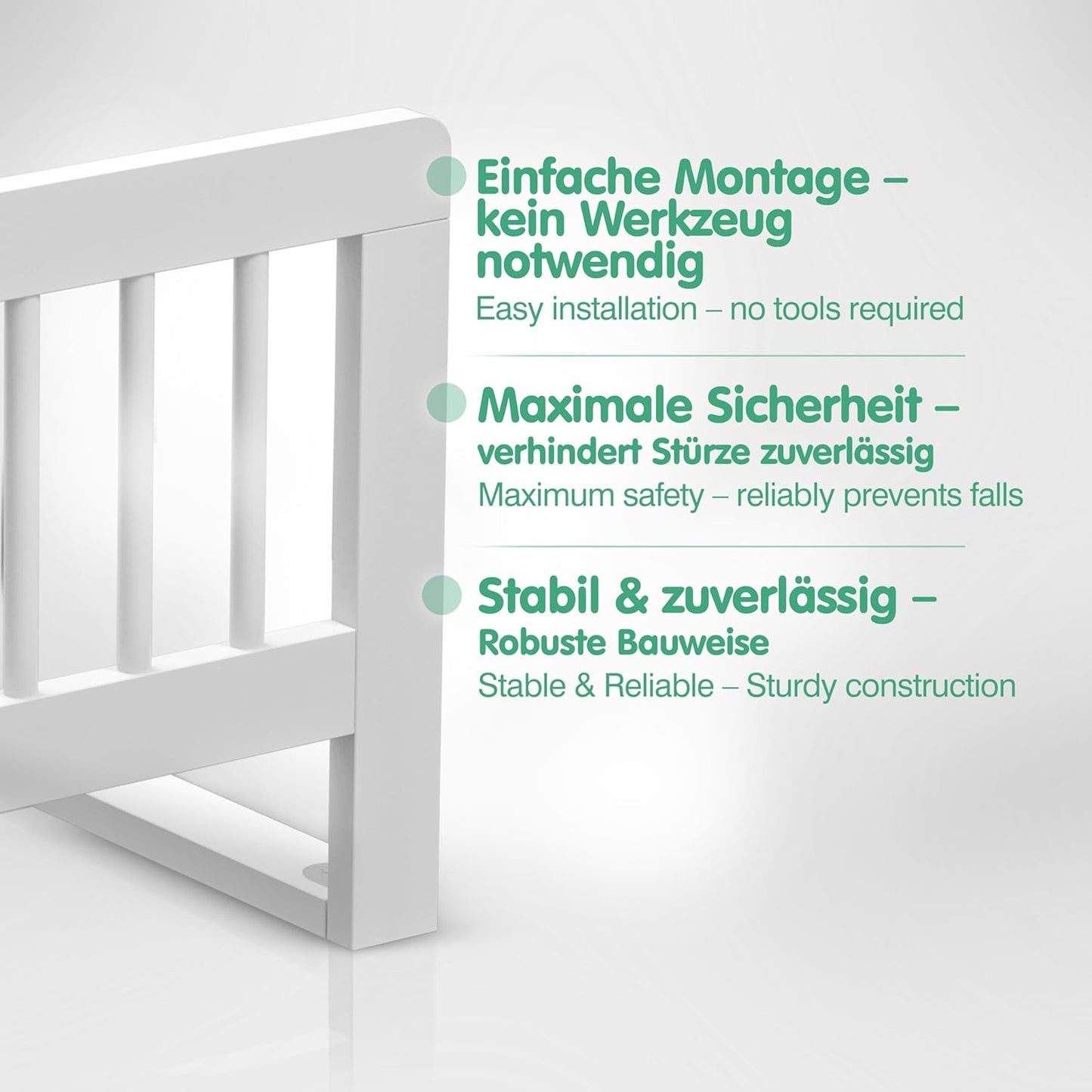 Bettgitter Rausfallschutz klappbar für Kinderbetten, 140 x 40 x 5 cm Weiß