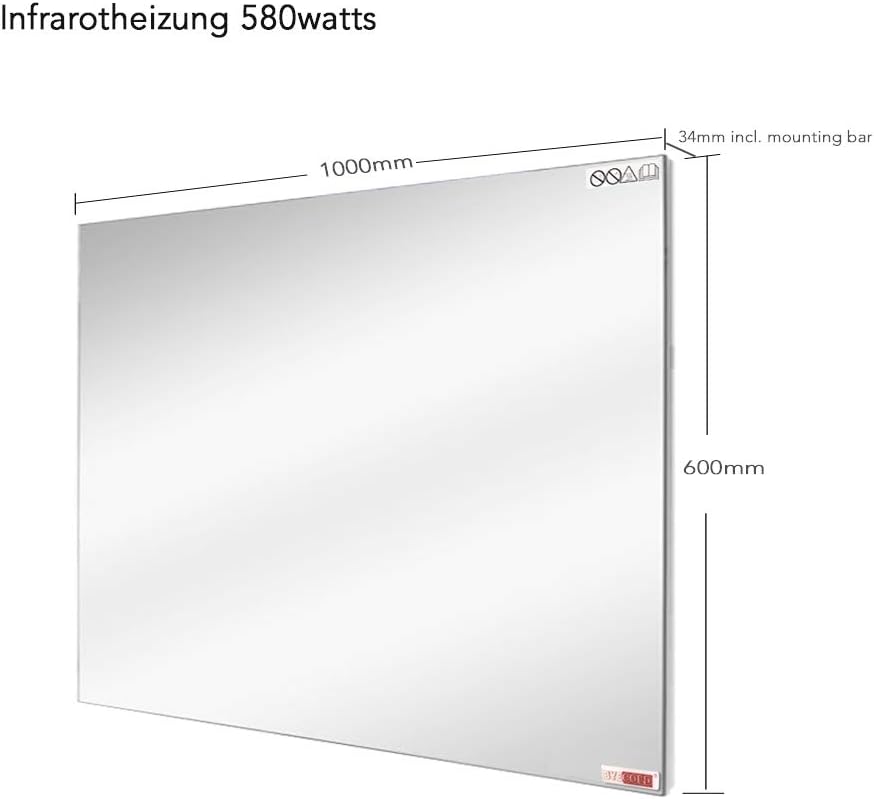 Infrarotheizung, 580W+LED; Ohne Fernbedienung