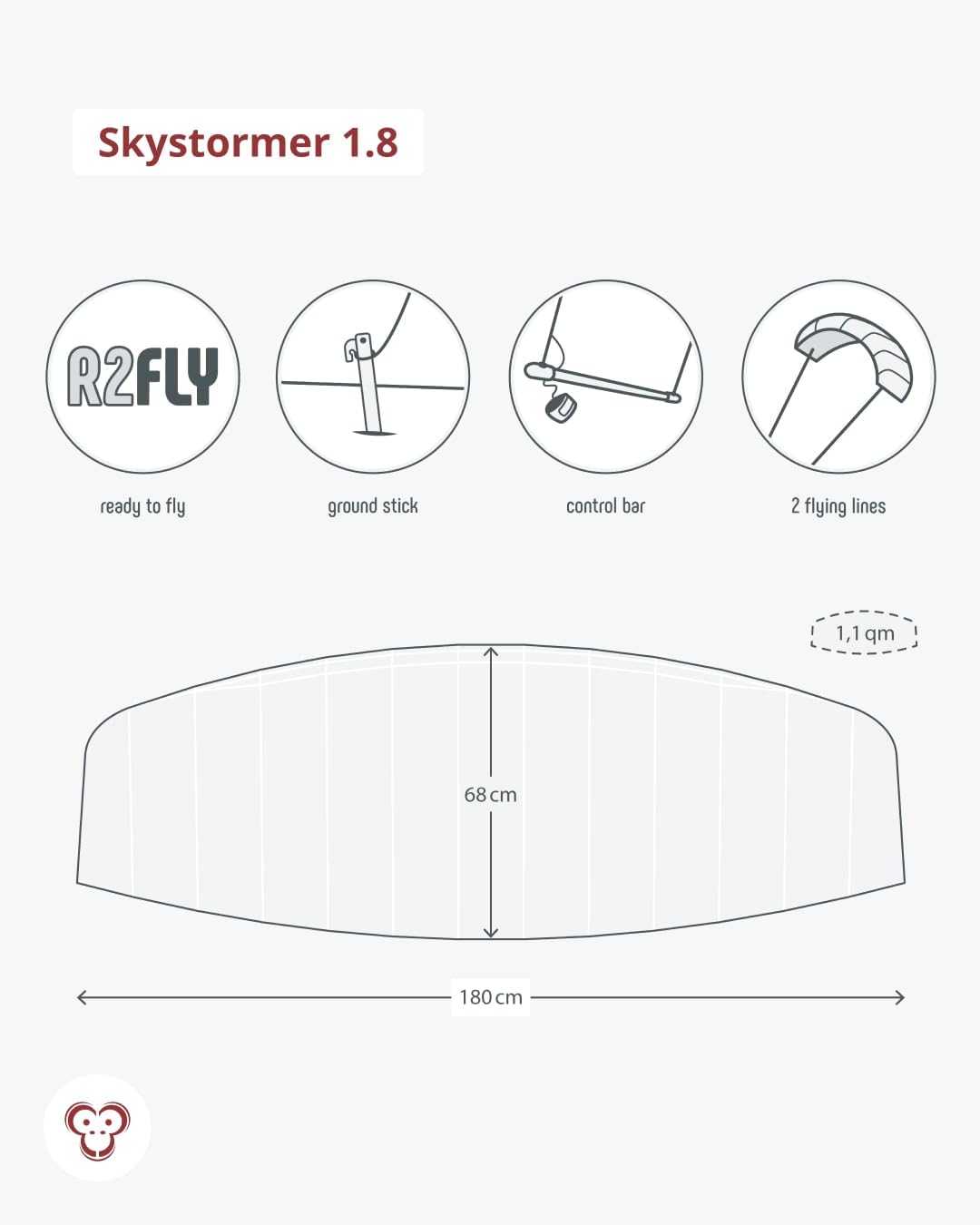 Lenkmatte 2-Leiner Skystormer, Multicolor 180.0 Zentimeter