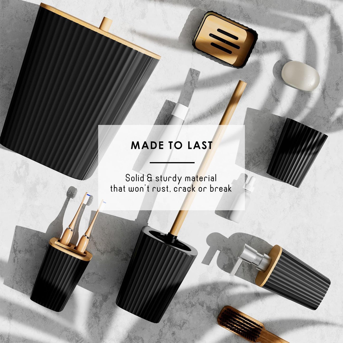 6-teiliges Badezimmer-Zubehör-Set, Schwarz 6-Piece Accessory Set