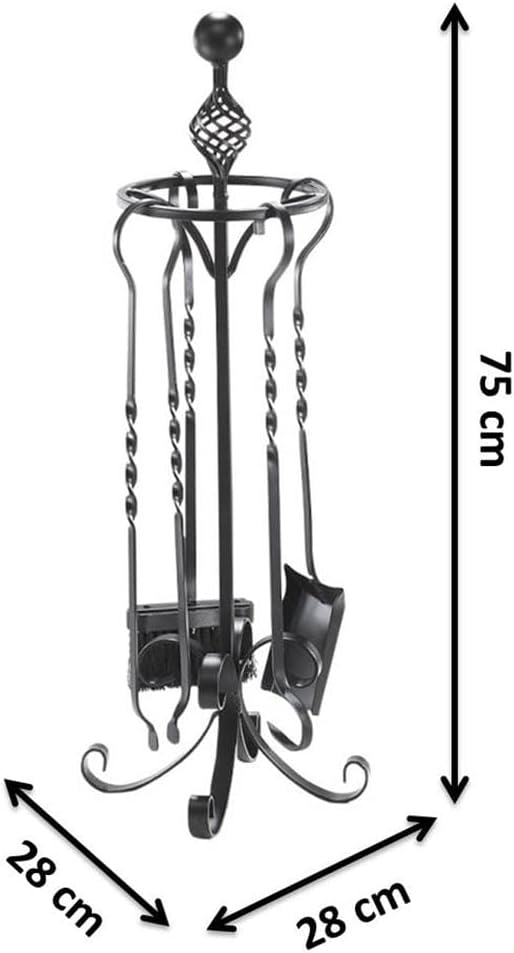 Kaminbesteck-Set mit Schaufel, Schürhaken, Besen, Zange