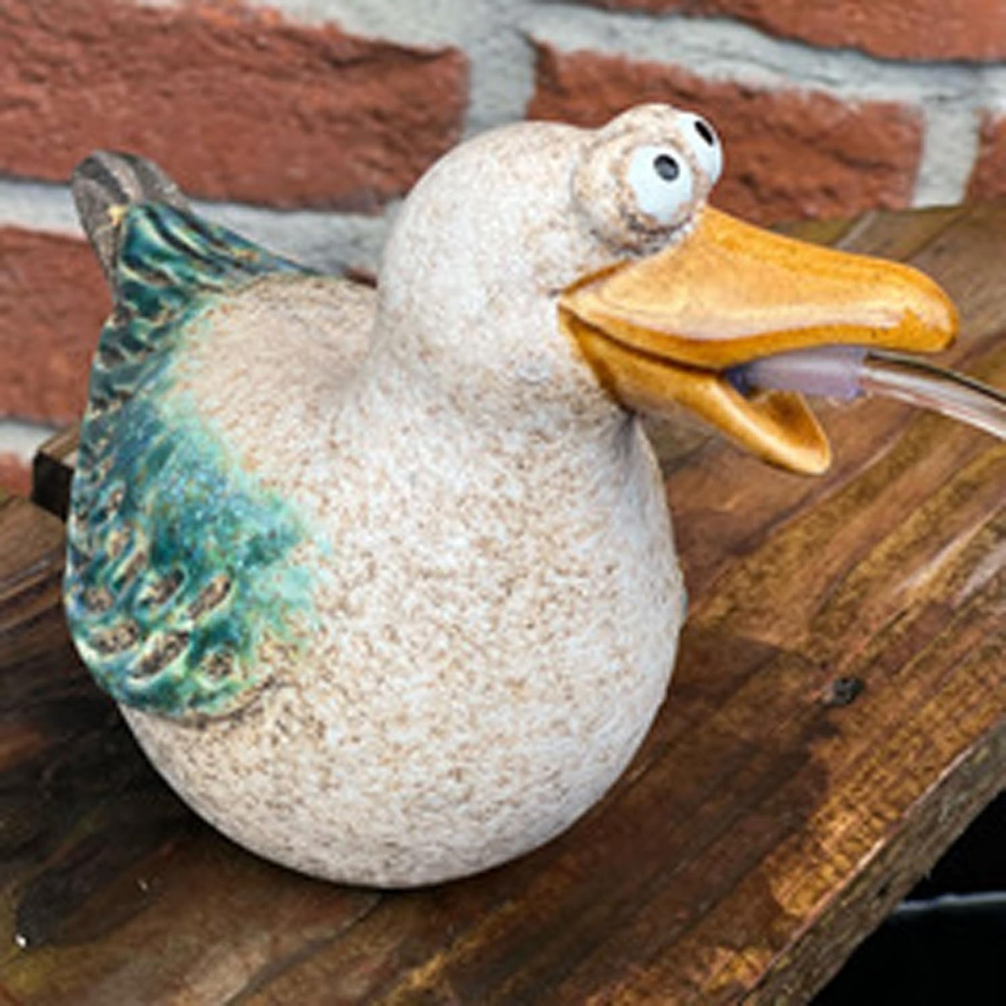 Wasserspeier Solarbrunnen mit Akku-Pumpe