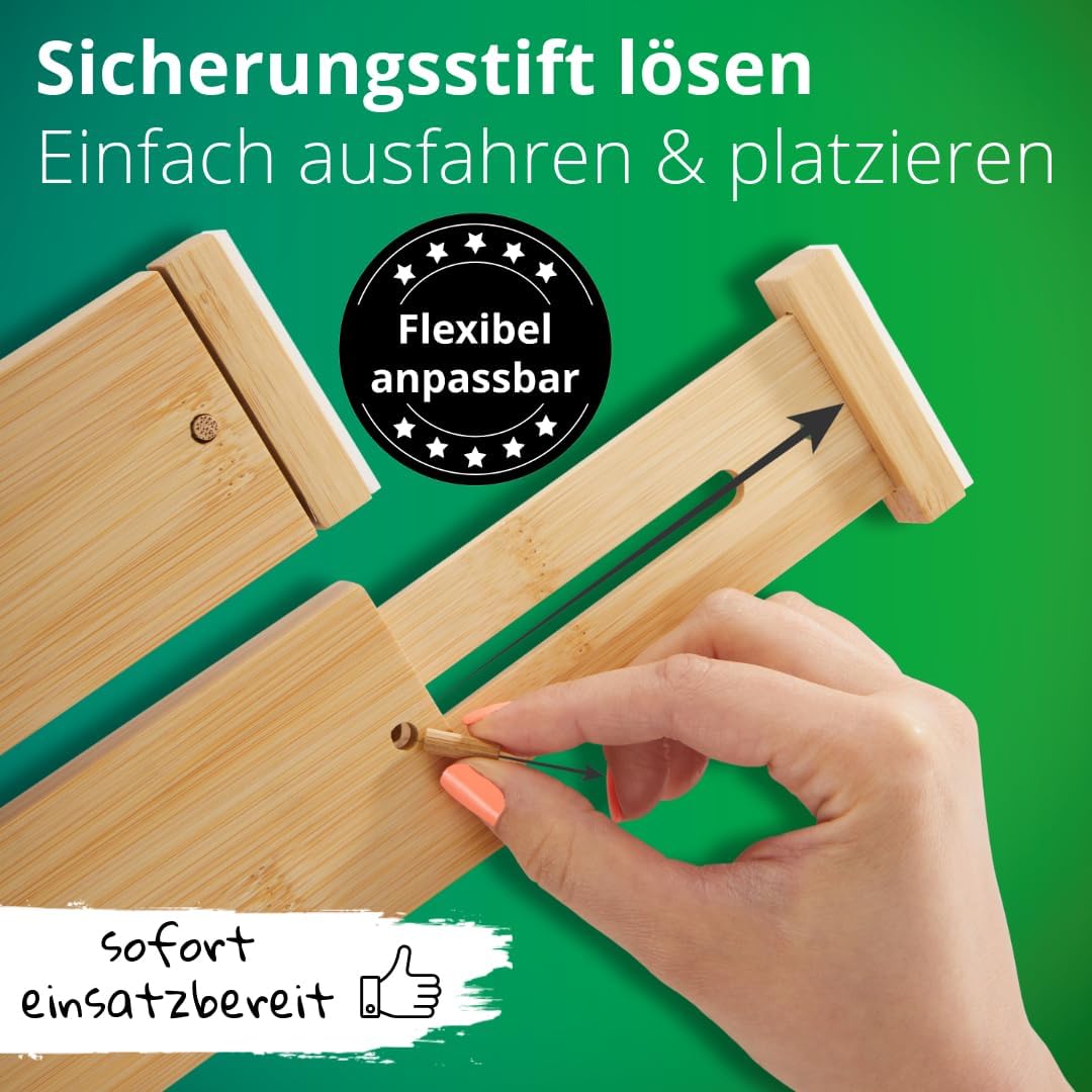 Verstellbare Bambus-Schubladentrenner, 29-38cm