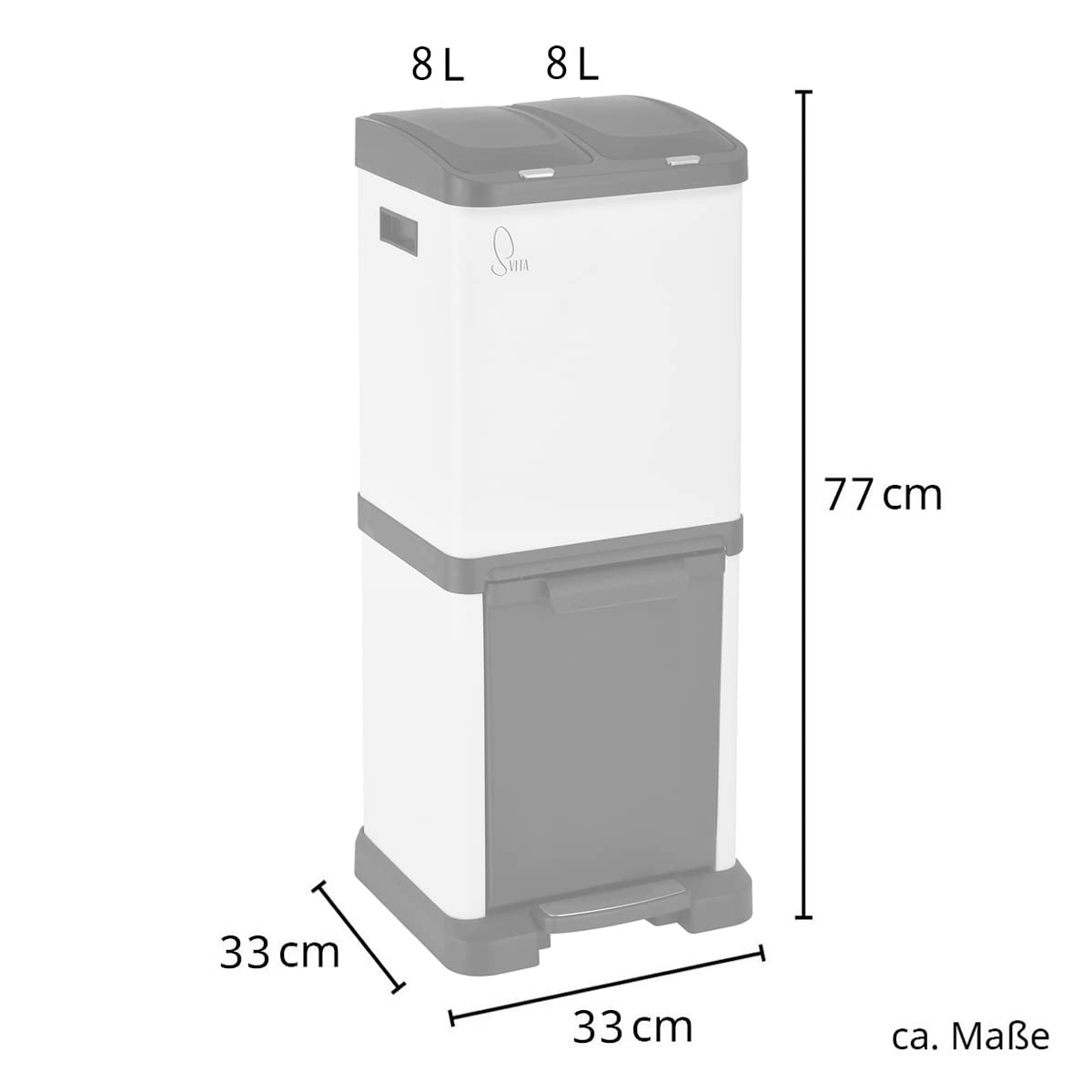 Treteimer mit Mülltrennsystem, Weiss