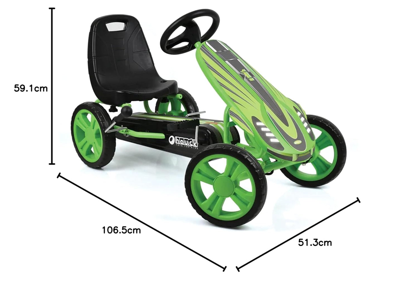 Go-Kart Speedster mit Pedalantrieb und Handbremse, grün