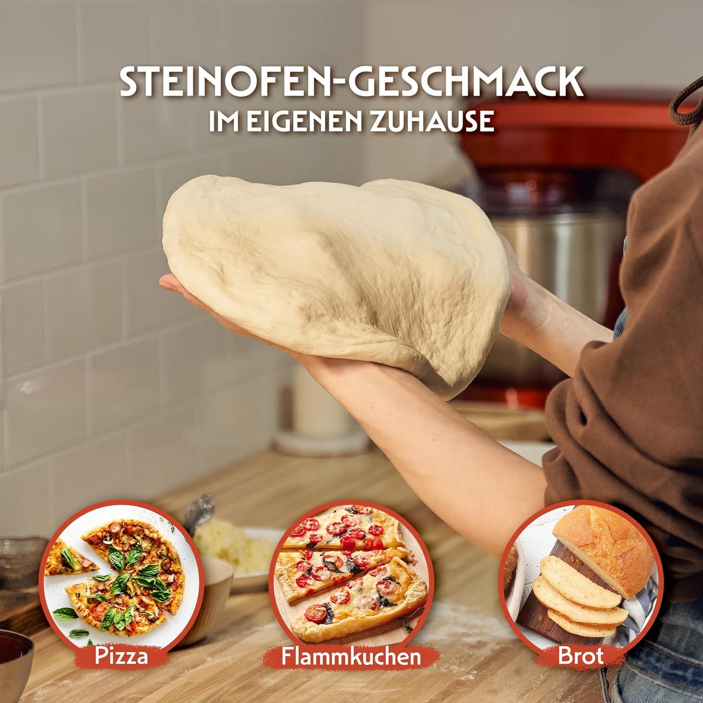 Pizzastein-Set für Ofen & Grill, Set mit Schere
