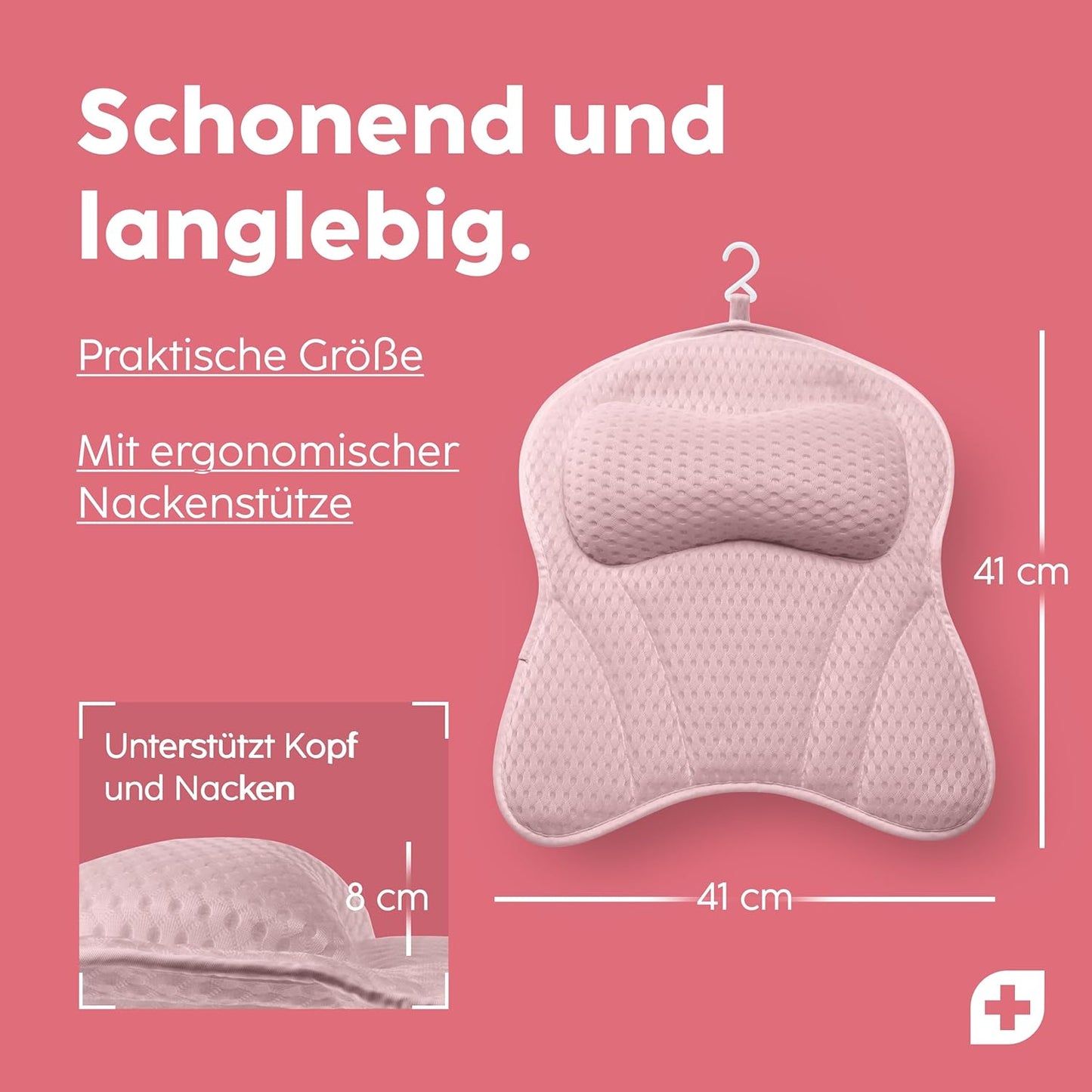 Badewannenkissen mit Saugnäpfen, Rosa