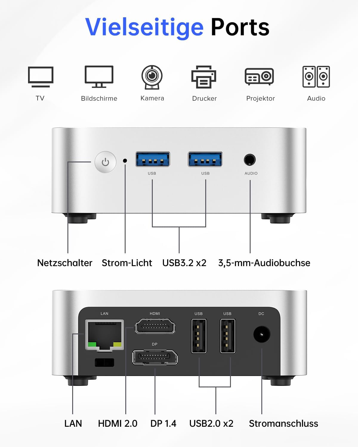 Vista Mini V1 Mini PC mit Win11 Pro, V1 N150 16+1TB